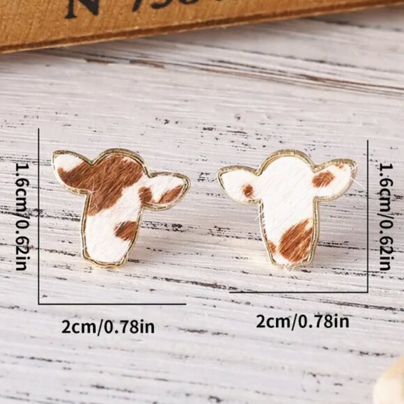 Three Pair Stud Earring Set - Western Style Cow print - NEW - Picture 2 of 2